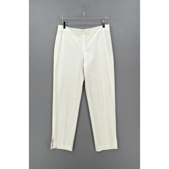BRUNELLO CUCINELLI Pants Womens 12 Off White Cotton Blend Stretch Slim Trouser